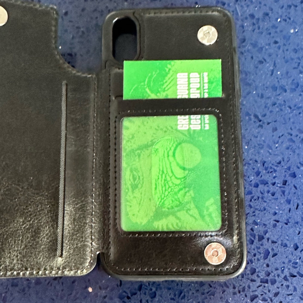 New leatherish magnetic iphoneX case with card slot, black